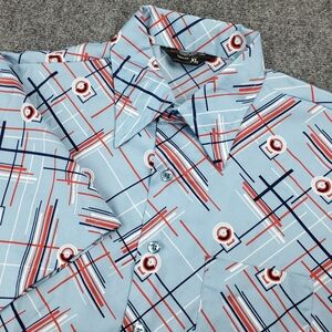 Vintage 70s JCPenney Shirt Mens XL Short Sleeve Button Up Abstract Print Dagger